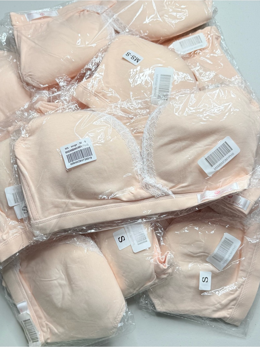 NWT Set of 12 Nursing Bras Women’s Size Small Beige